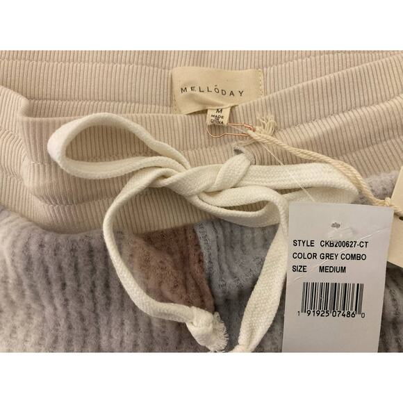 Melloday Women Brushed Waffle Tie Dye Jogger Pants Medium Grey Combo NWT Pockets - Picture 6 of 8